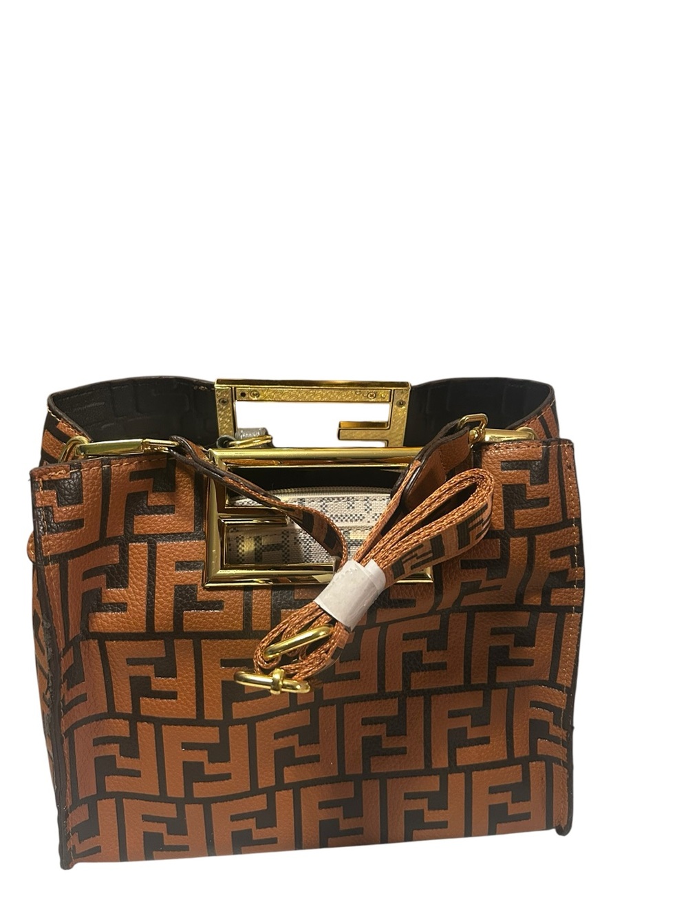 Brown and Black FF Logo Clutch with Gold-Tone Buckle - Picture 7 of 8